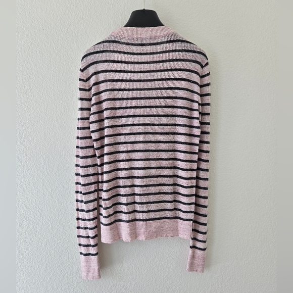 Veronica Beard Dean Pale Pink and Charcoal Stripe Linen Blend Sweater Size Small - Picture 7 of 16